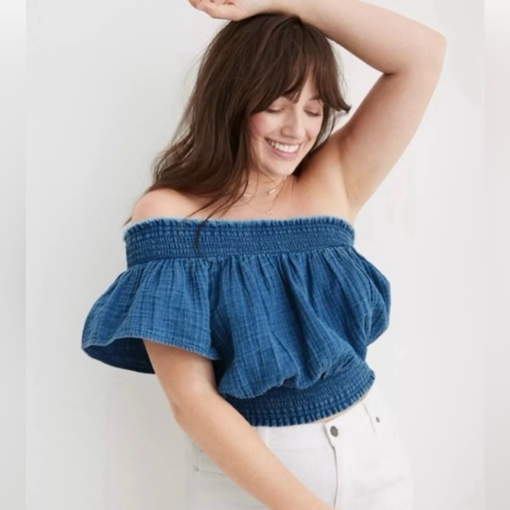 Aerie Blue Off-Shoulder Top